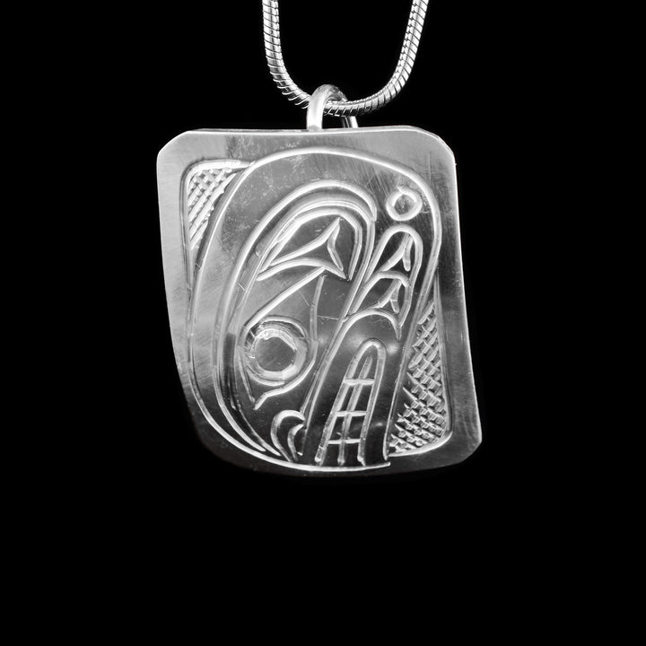 Sterling Silver Orca Square Pendant