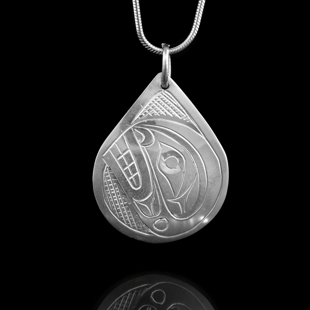 Sterling Silver Orca Teardrop Pendant
