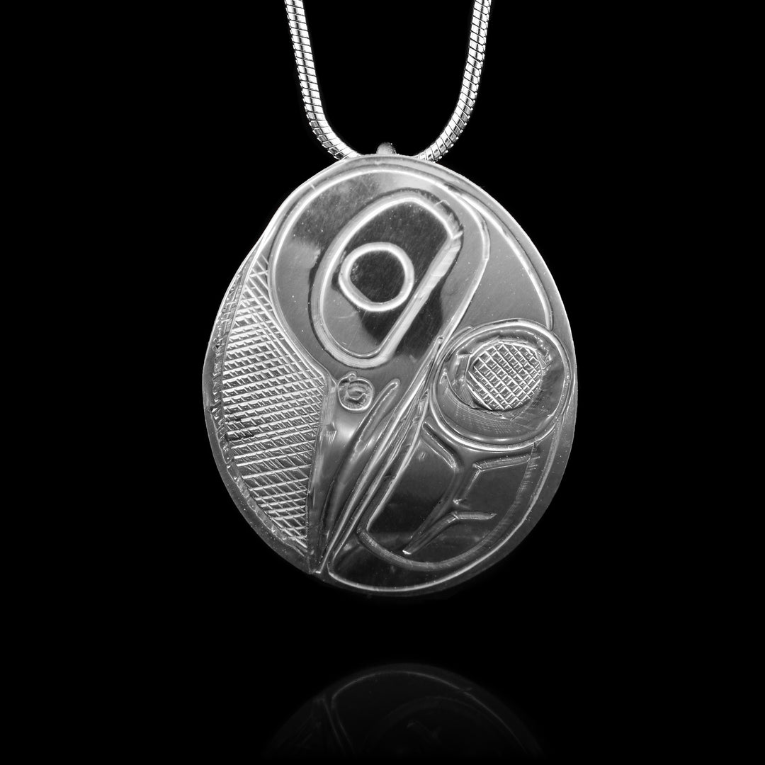Sterling Silver Oval Hummingbird Pendant