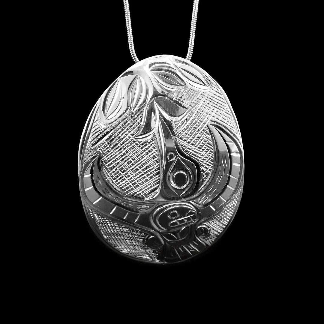 Sterling Silver Oval Hummingbird Pendant