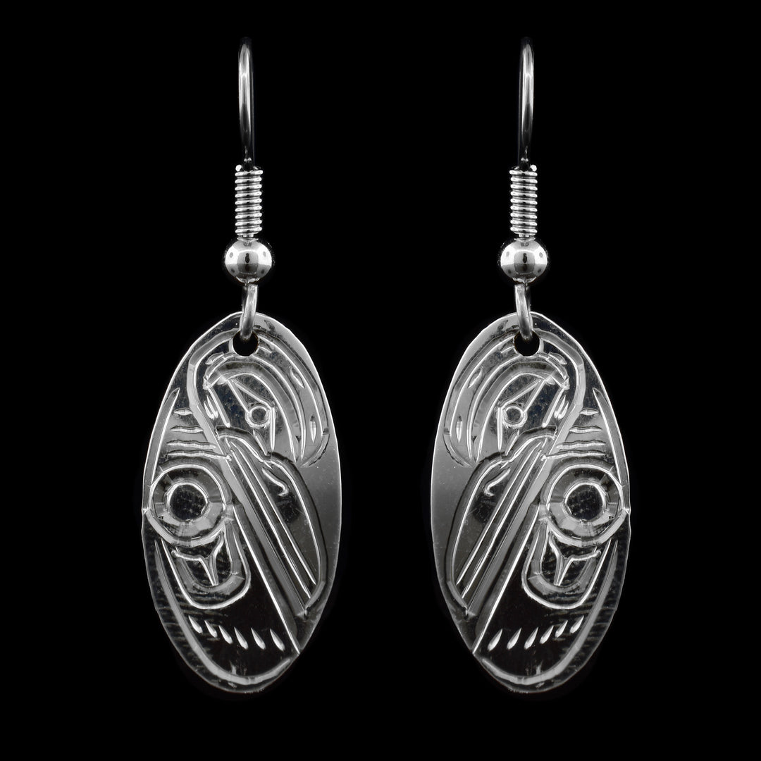 Sterling Silver Oval Hummingbird Earrings