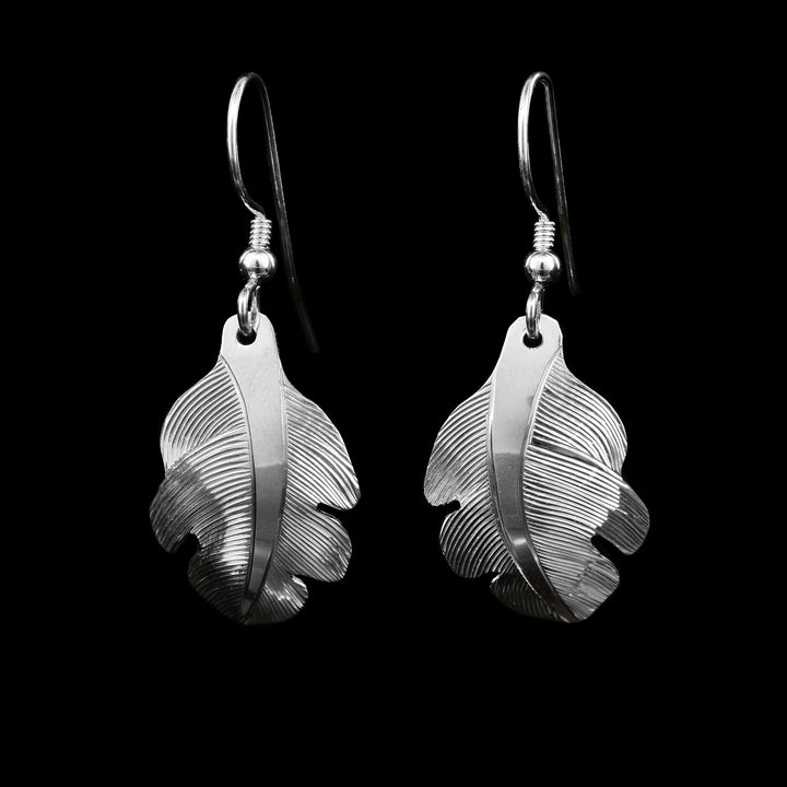 Sterling Silver Owl Feather Dangle Earrings