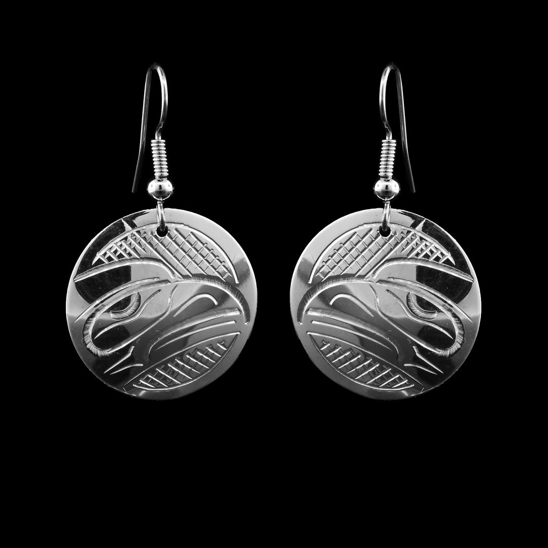 Sterling Silver Raven Circle Dangle Earrings