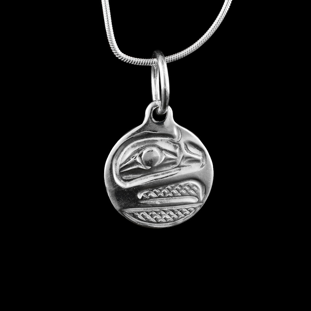 Sterling Silver Raven Circle Pendant