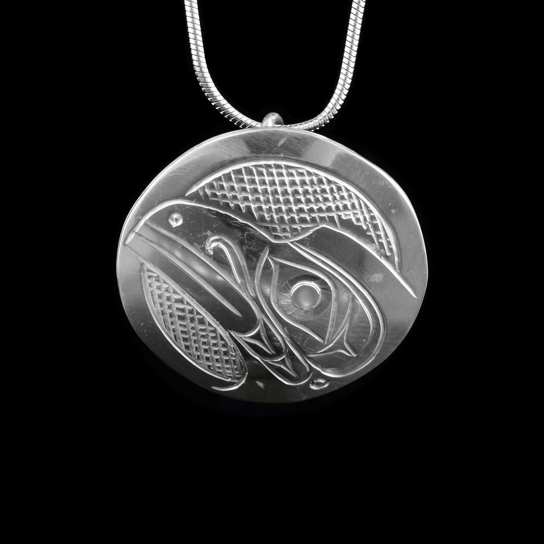 Sterling Silver Raven Circle Pendant
