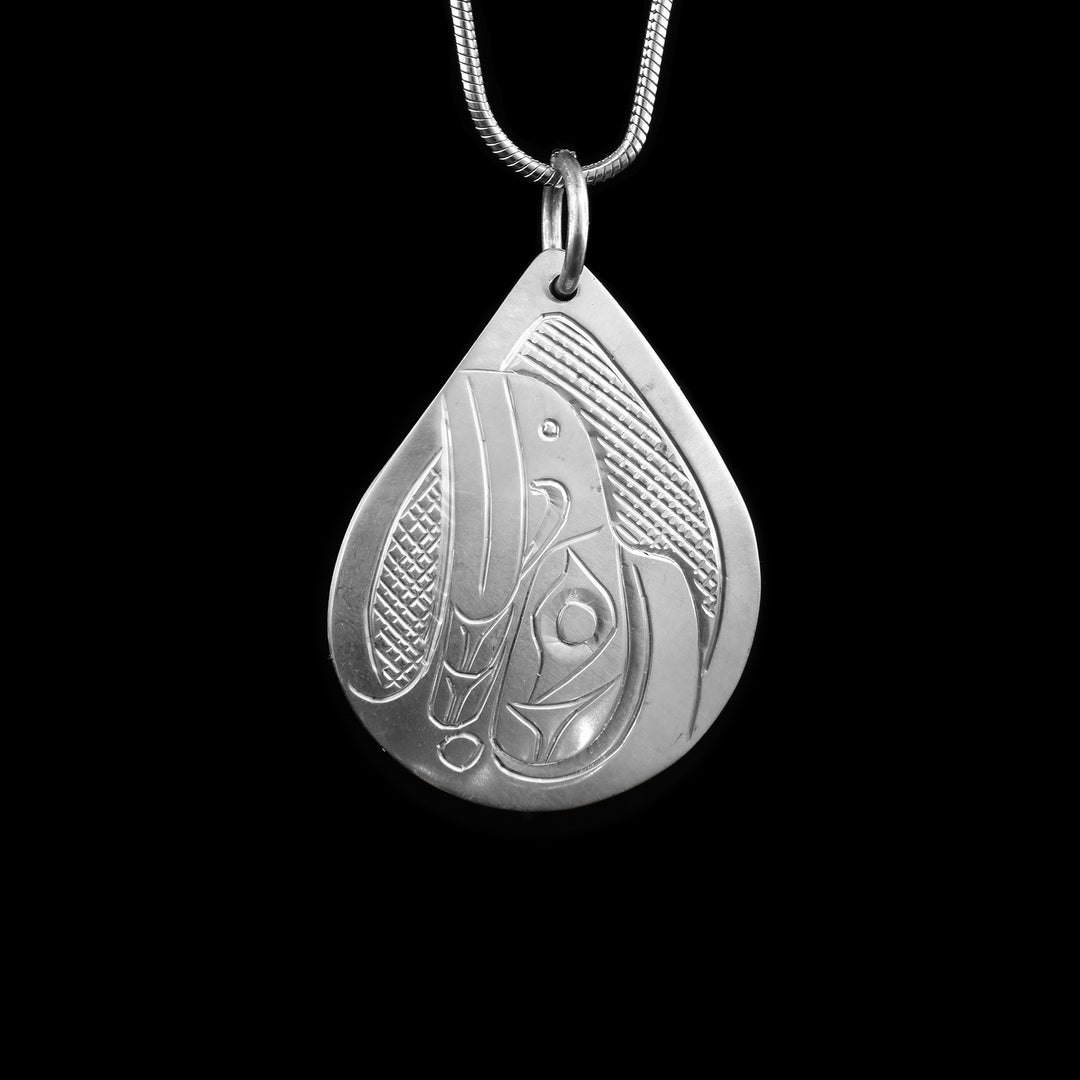 Sterling Silver Raven Teardrop Pendant
