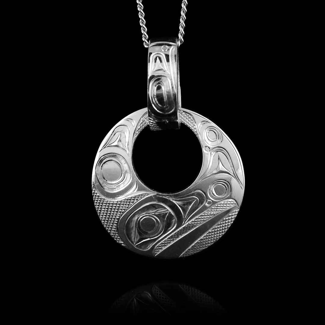 Sterling Silver Raven open circle Pendant