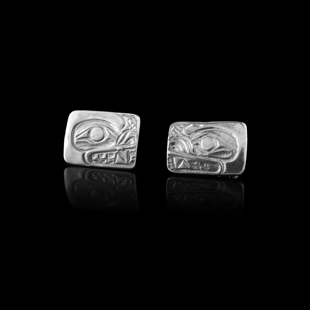Sterling Silver Rectangle Bear Studs