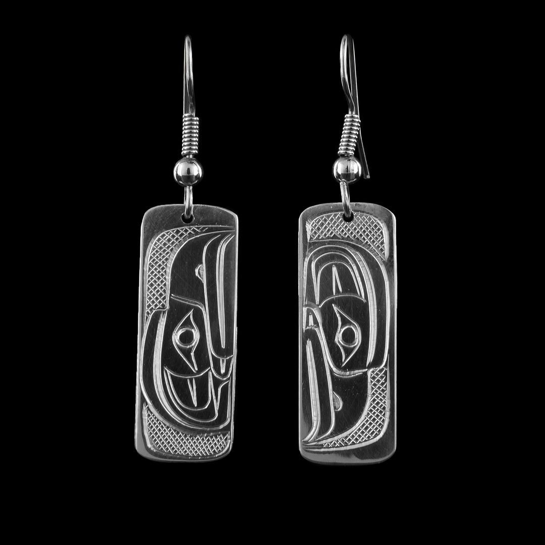 Sterling Silver Rectangle Dangle Eagle Earrings