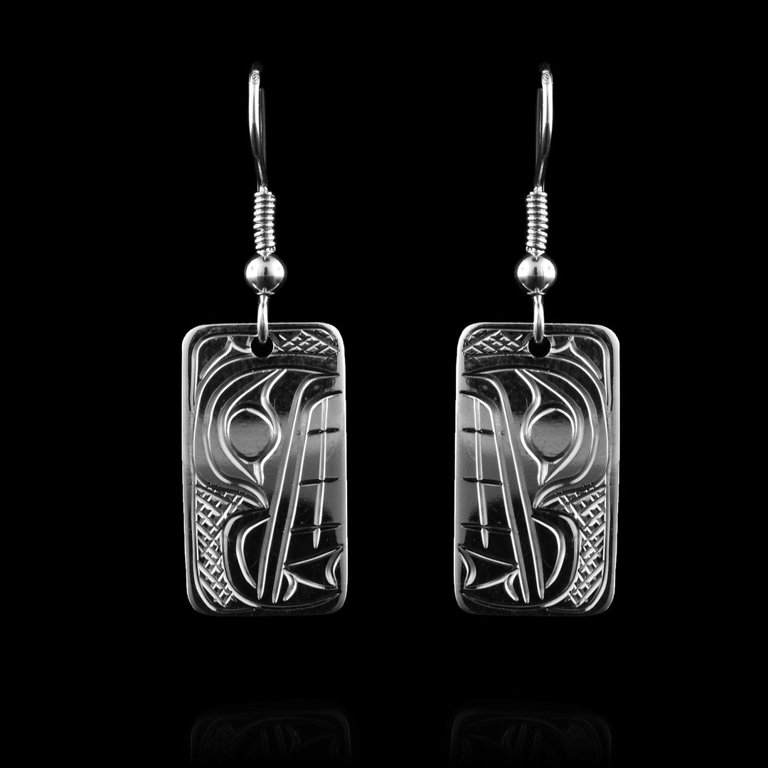 Sterling Silver Rectangular Bear Earrings