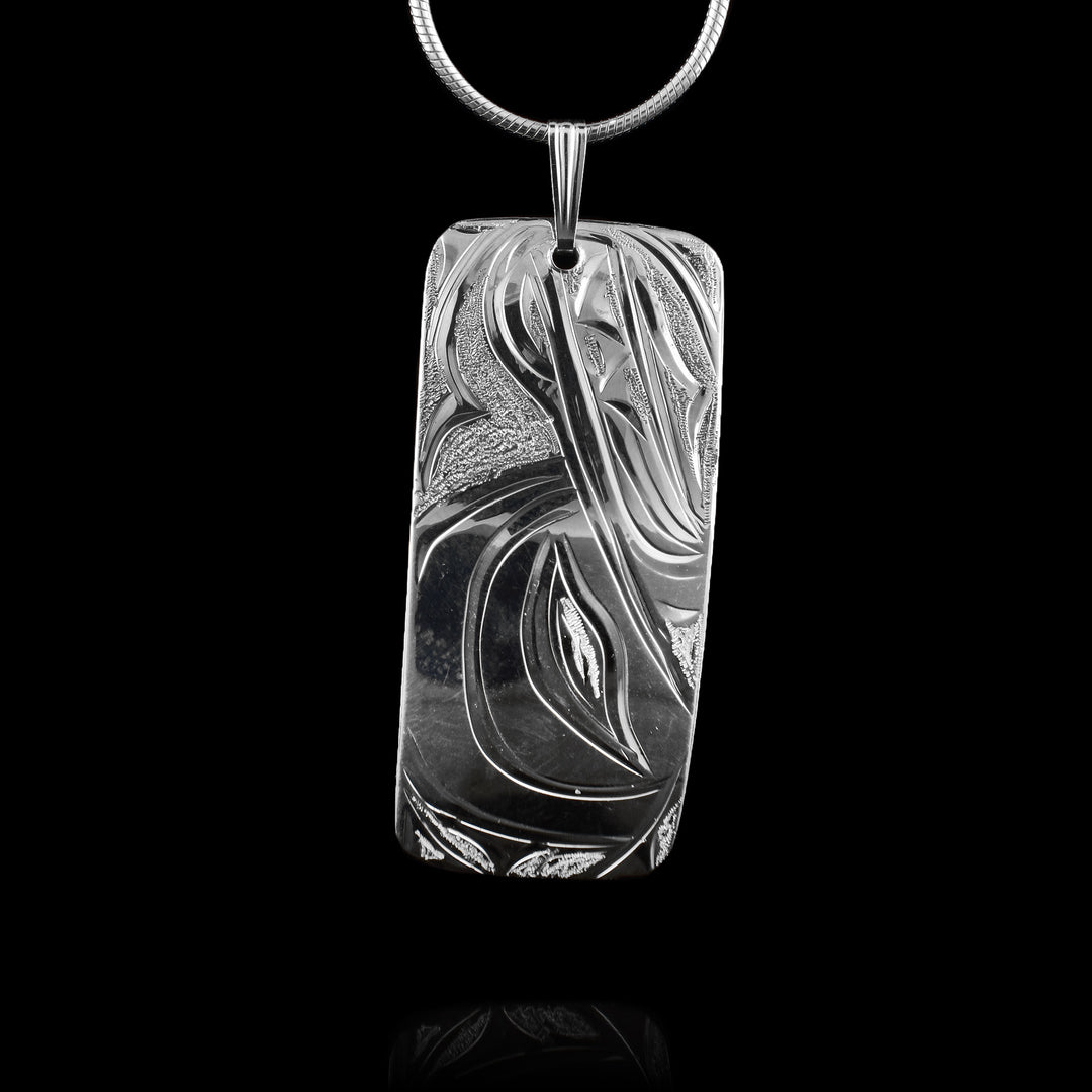 Rectangular Sterling Silver Wolf Pendant