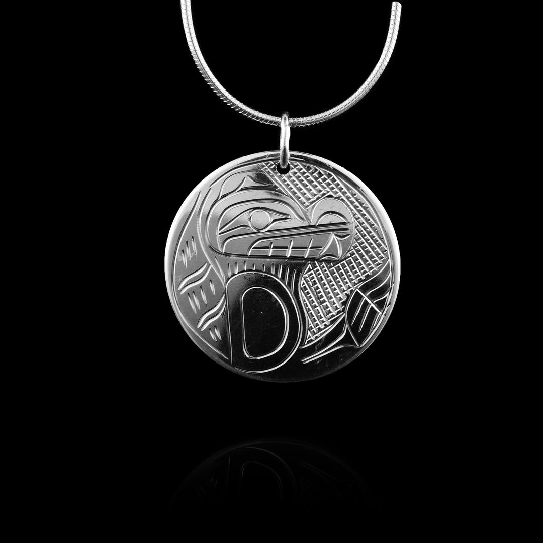 Sterling Silver Round Bear Pendant