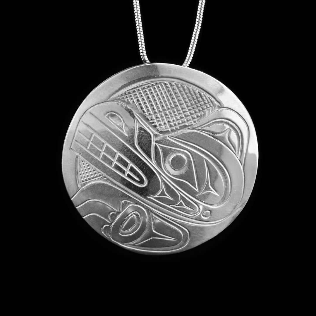 Sterling Silver Round Bear Pendant