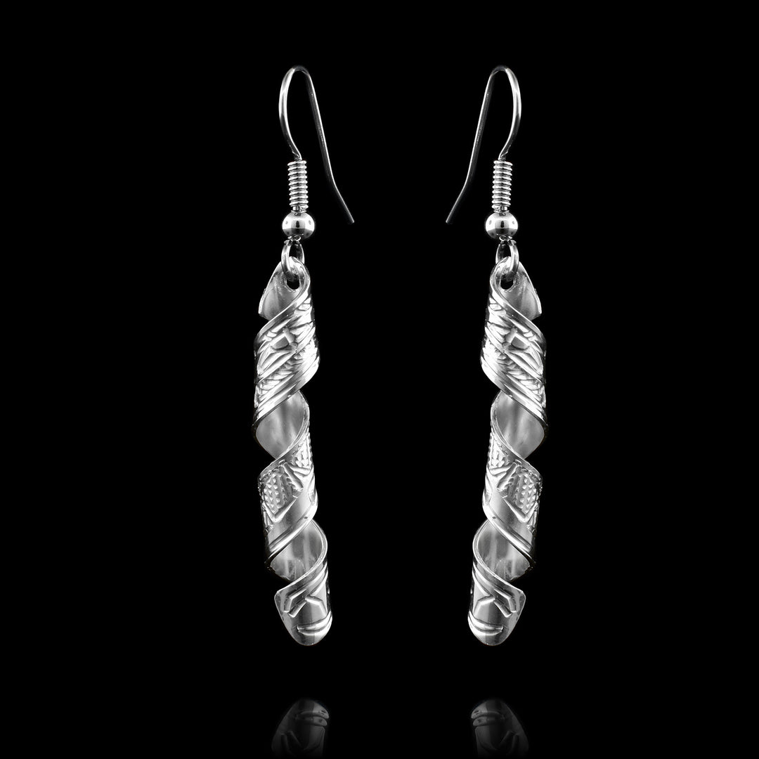Sterling Silver Salmon Spiral Earrings