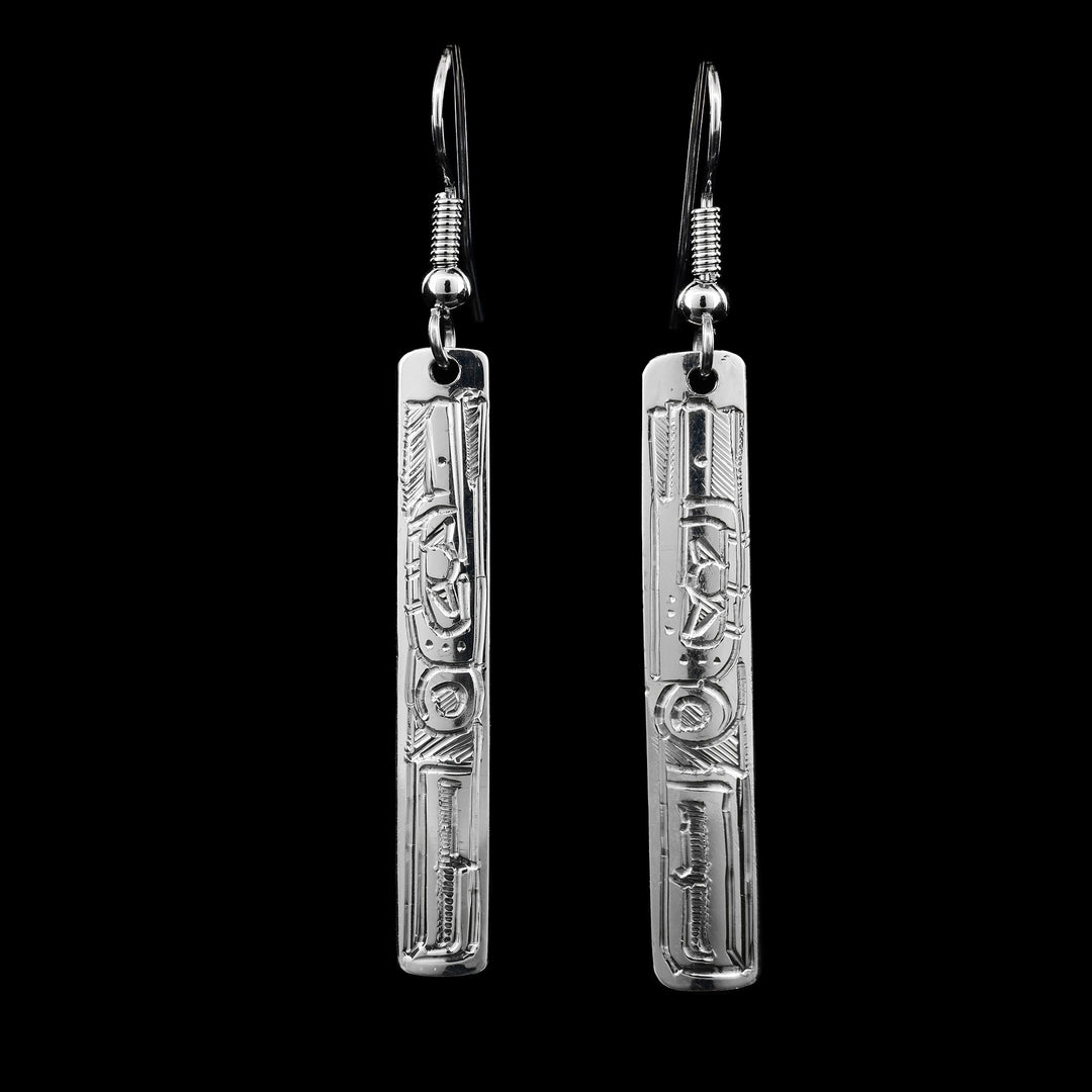Sterling Silver Hummingbird Rectangle Earrings