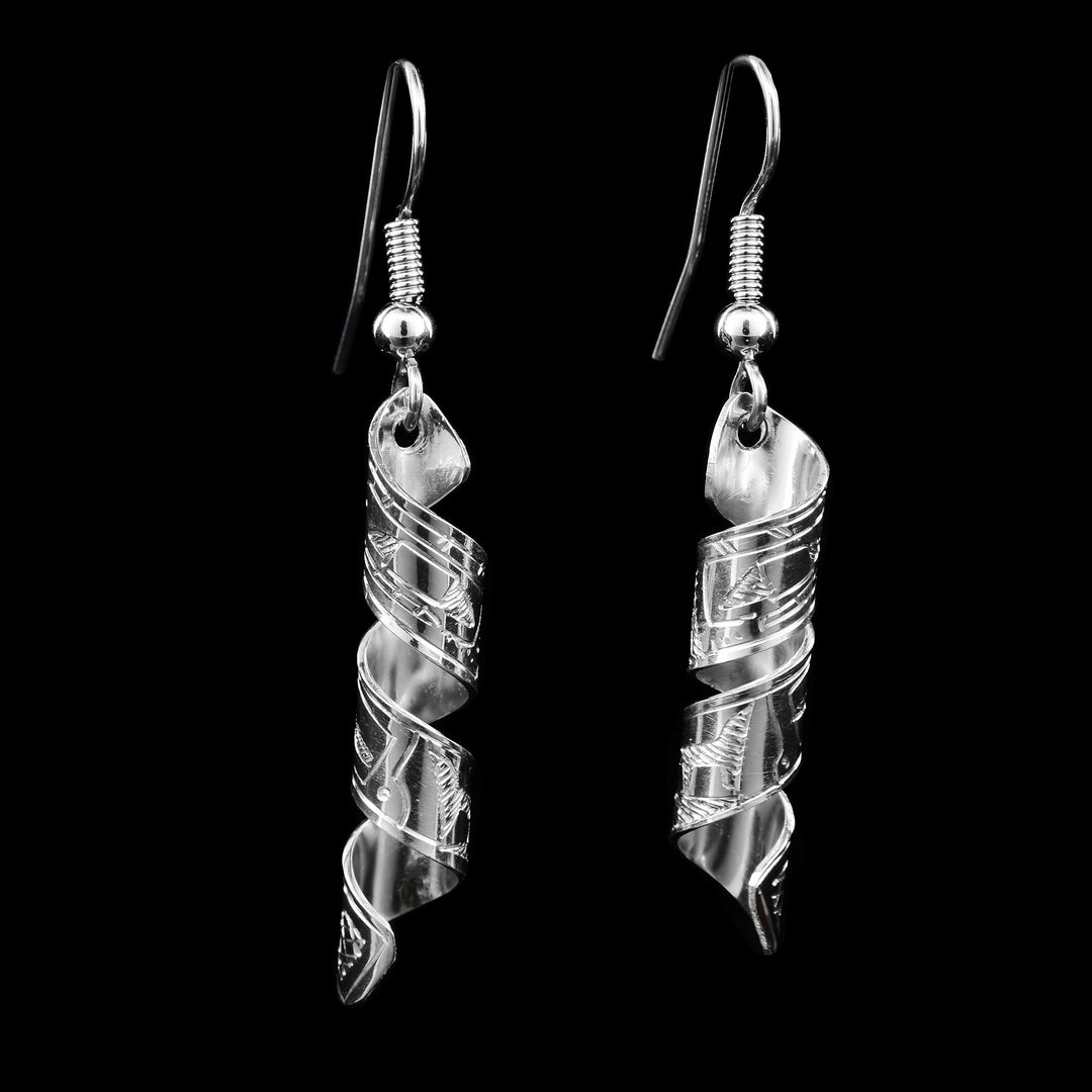 Sterling Silver Spiral Orca Earrings