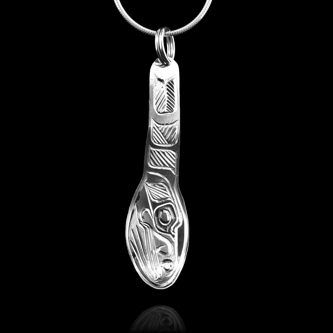 Sterling Silver Spoon Raven Pendant
