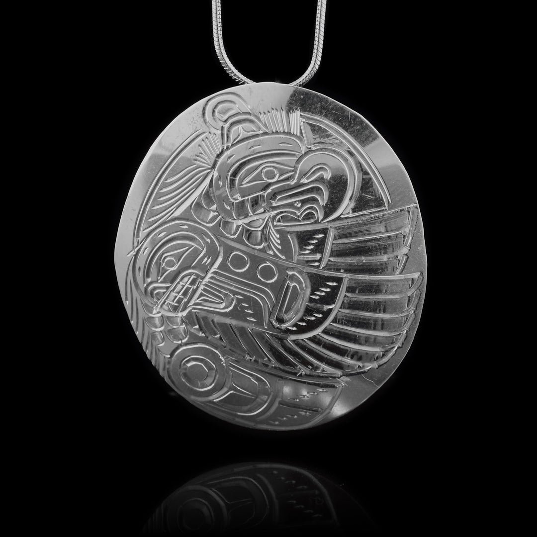 Sterling Silver Thunderbird Oval Pendant