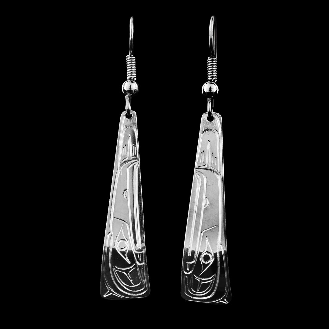 Sterling Silver Triangle Dangle Raven Earrings