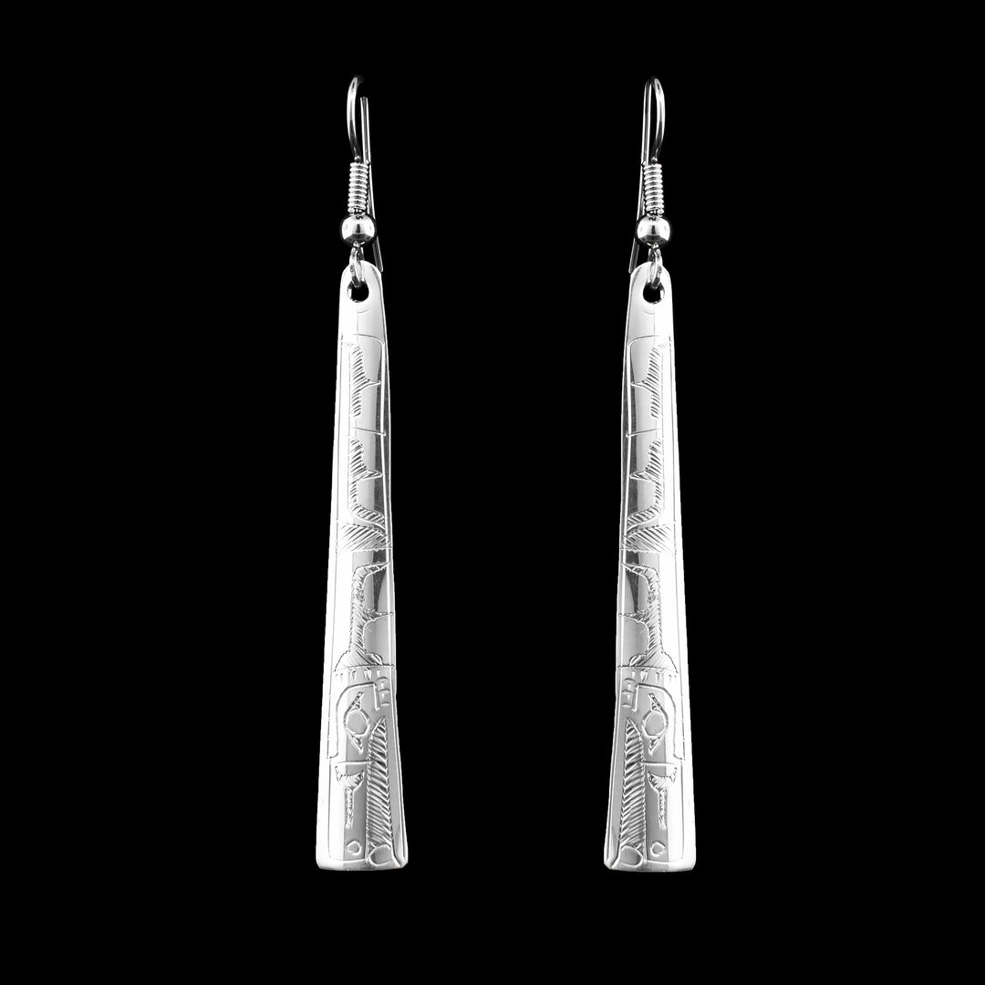 Sterling Silver Triangle Raven Earrings