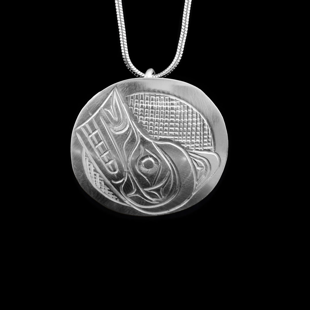 Sterling Silver Wolf Circle Pendant