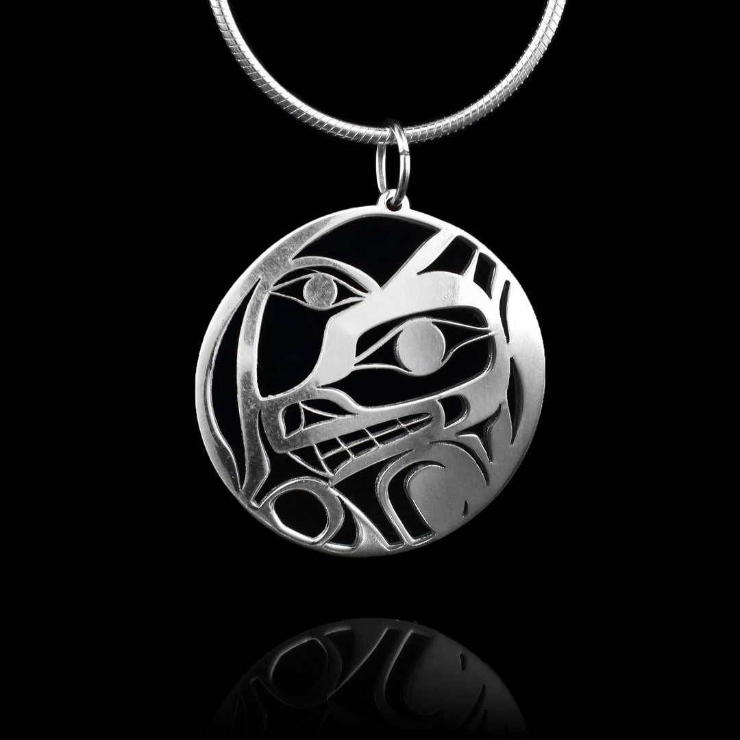 Sterling Silver Wolf & Moon Pendant