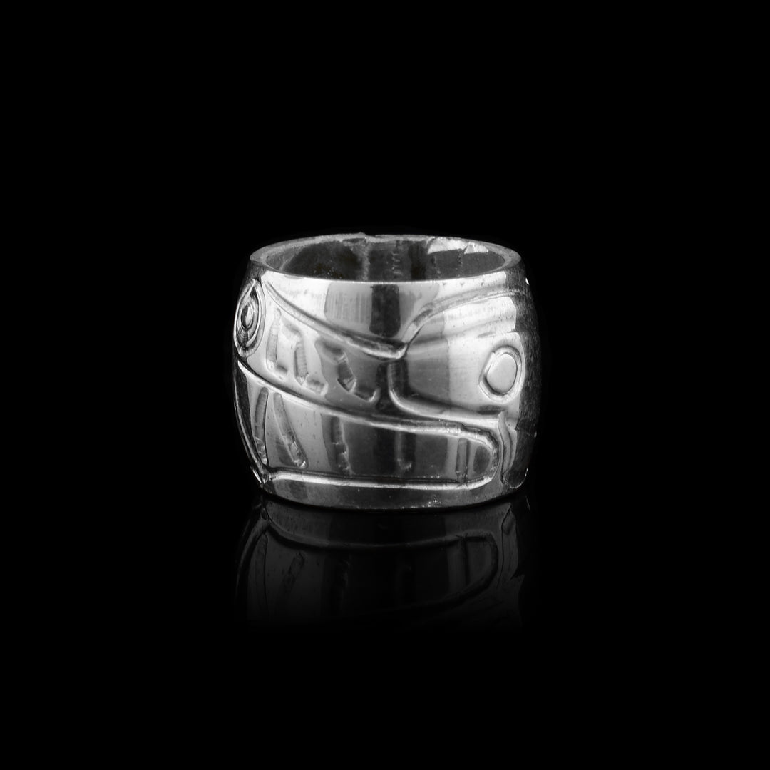 Sterling Silver Wolf Spirit Bead the indigenous legend of the wolf has been carved onto a spirit bead where you can  put the bead where every you like to wear how ever you want.