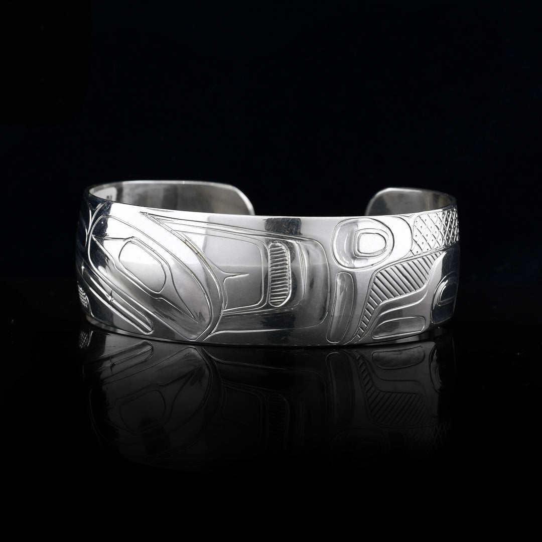 Sterling Silver Wolf Thick Cuff