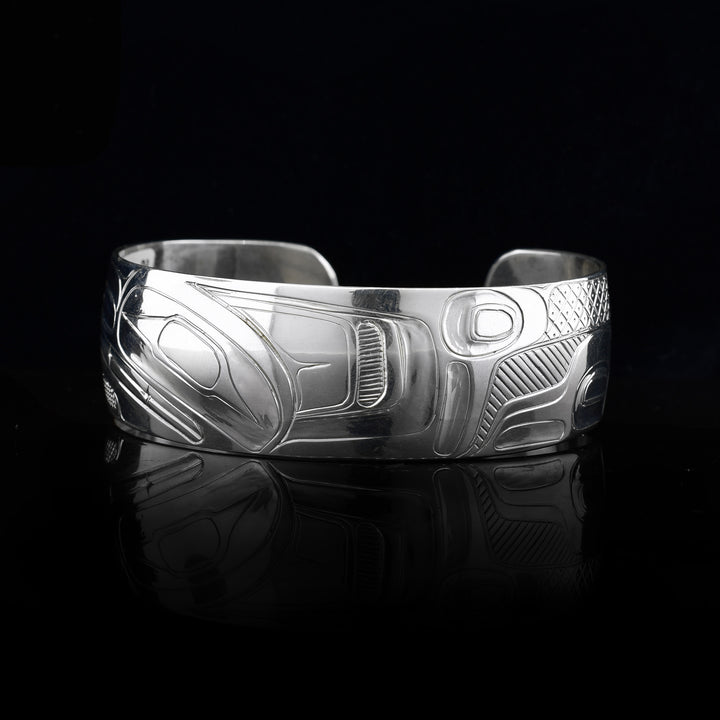 Sterling Silver Wolf Thick Cuff
