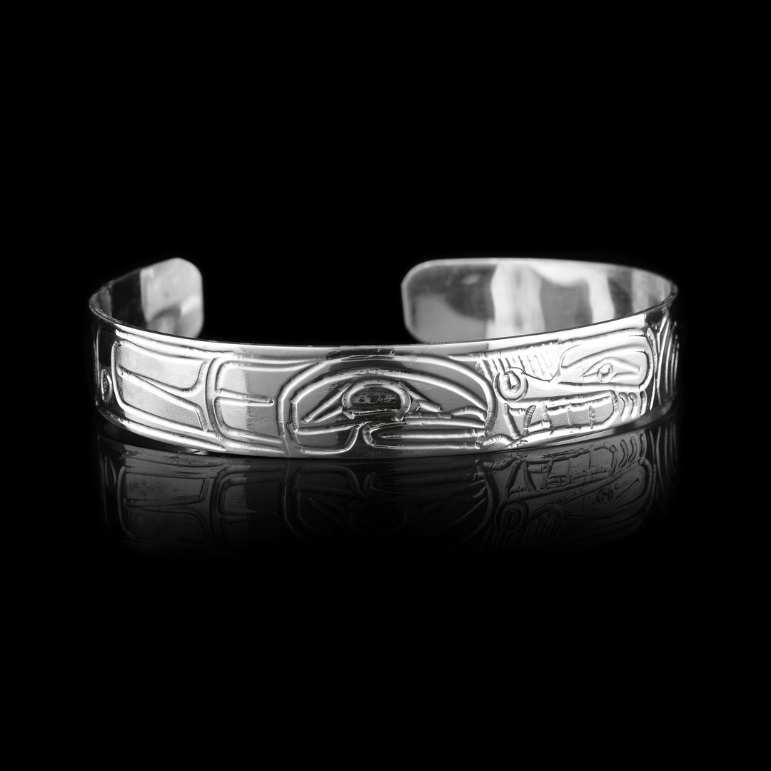  Sterling Silver Wolf and Orca Bracelet