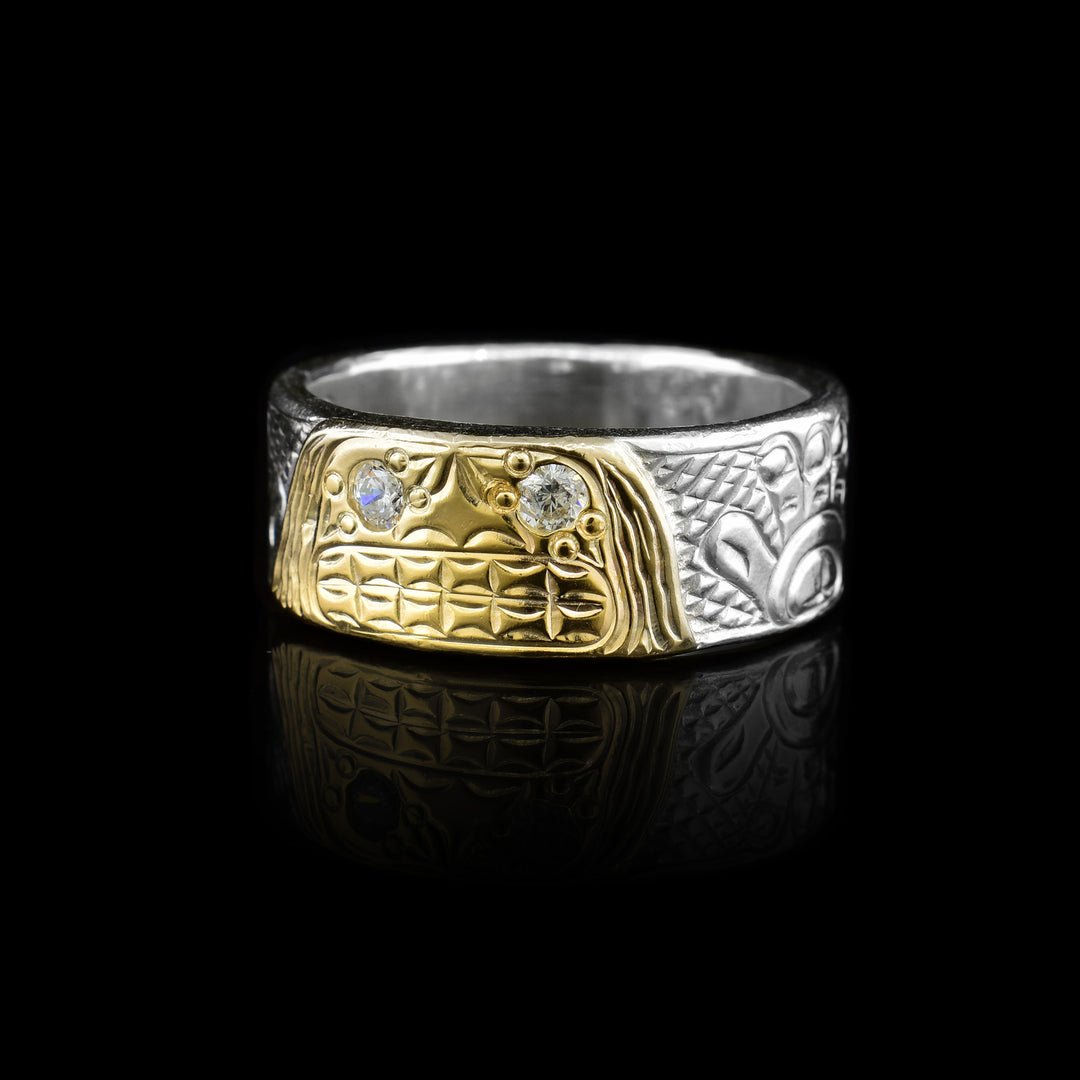 Sterling Silver and 14k Gold Sasquatch with Diamond Ring 