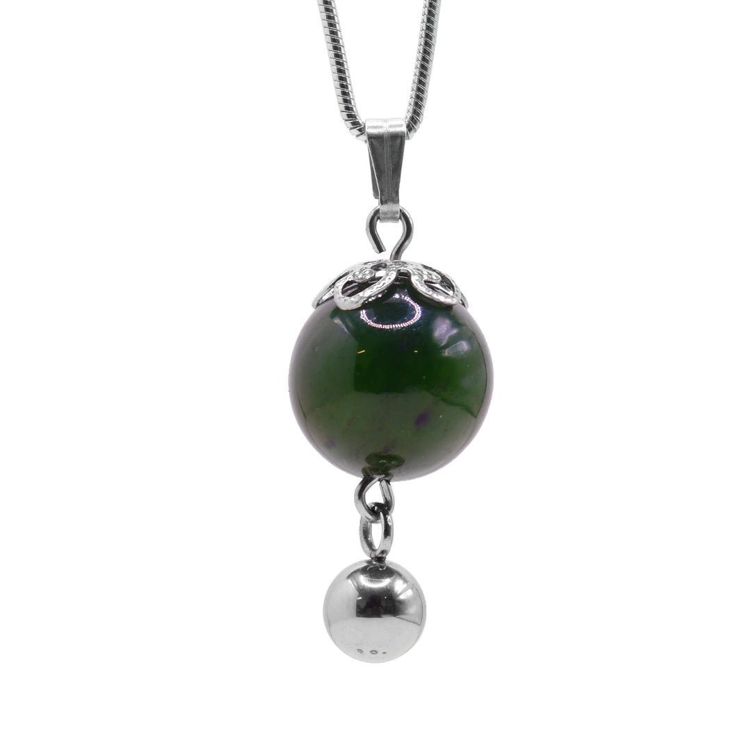 Sterling Silver and BC Jade Sphere Pendant