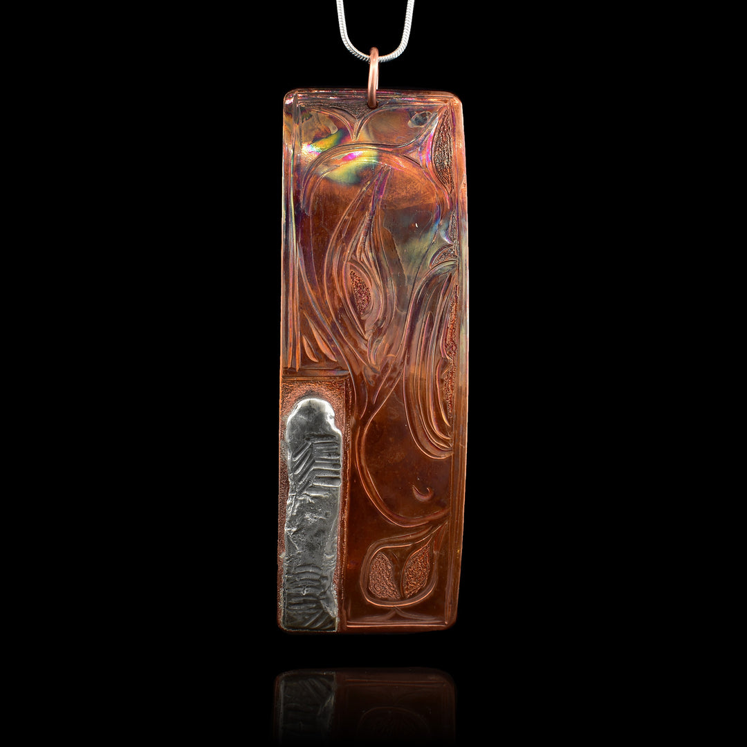 Sterling Silver and Copper Rectangular Eagle Pendant