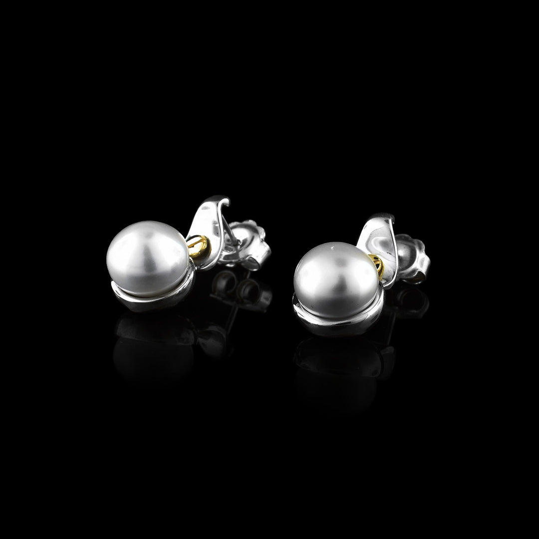 Sterling Silver and Gold Pearl Studs