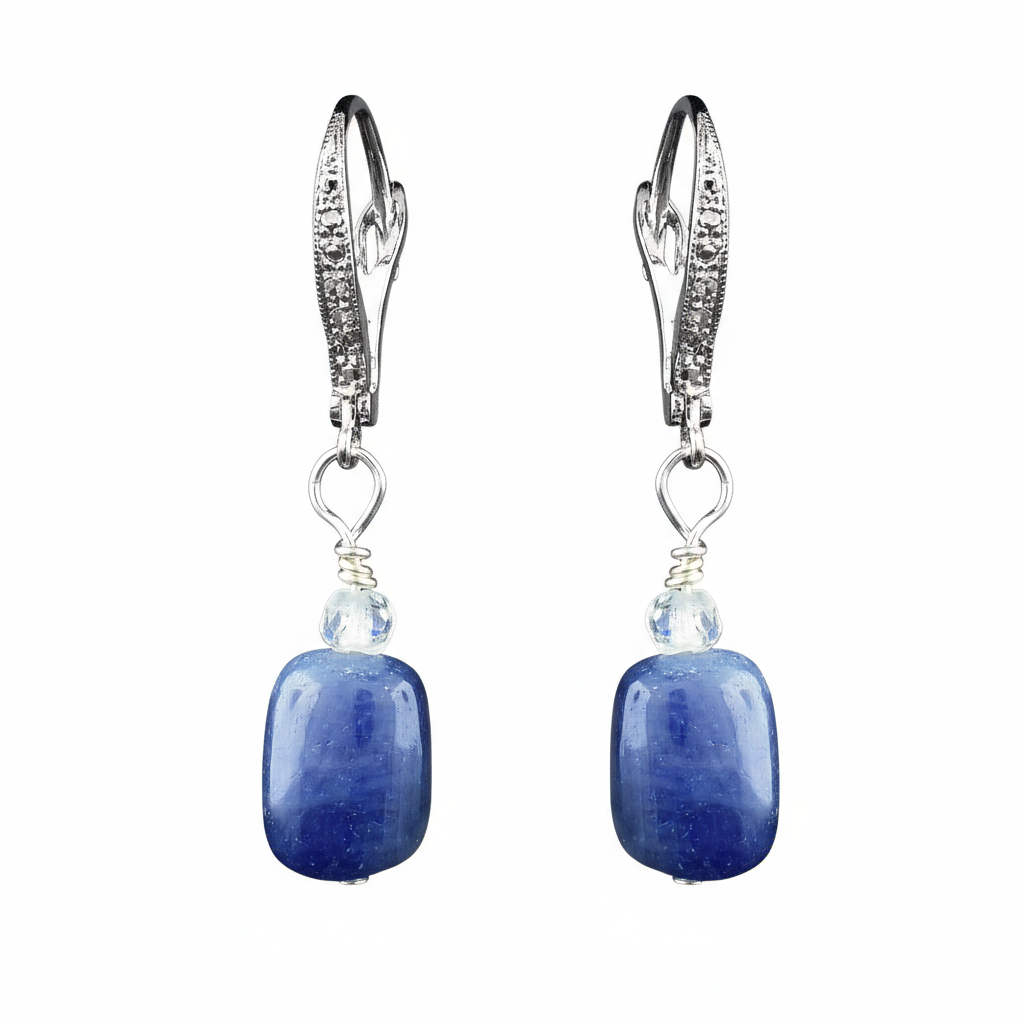 Swarovski and Sapphire Moonstone Earrings
