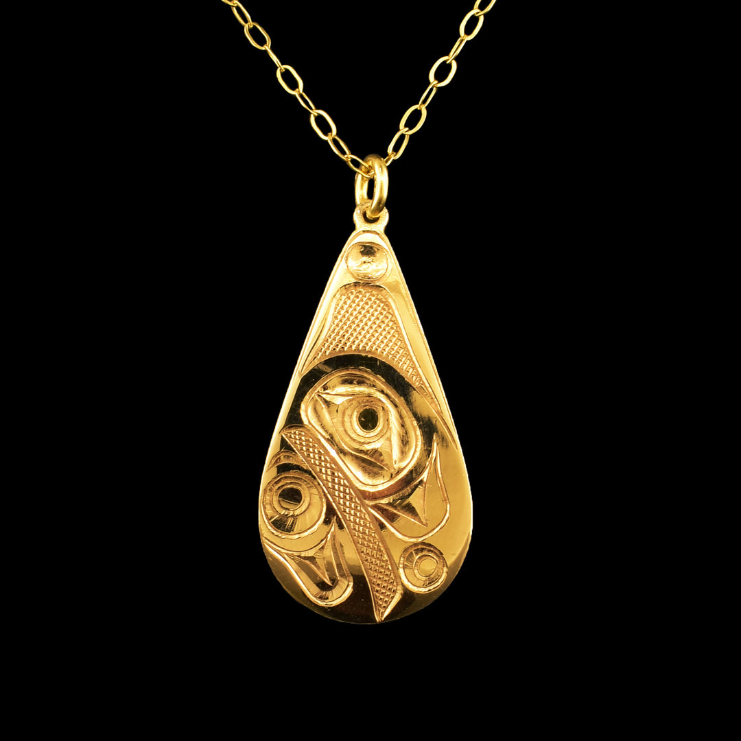 Teardrop 14K Gold Eagle Pendant