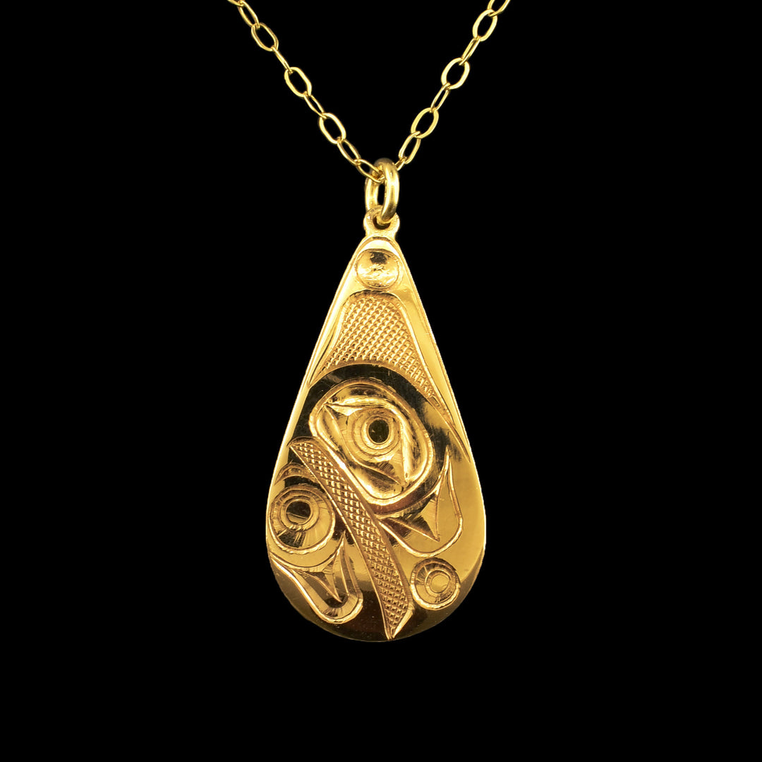 Teardrop 14K Gold Eagle Pendant