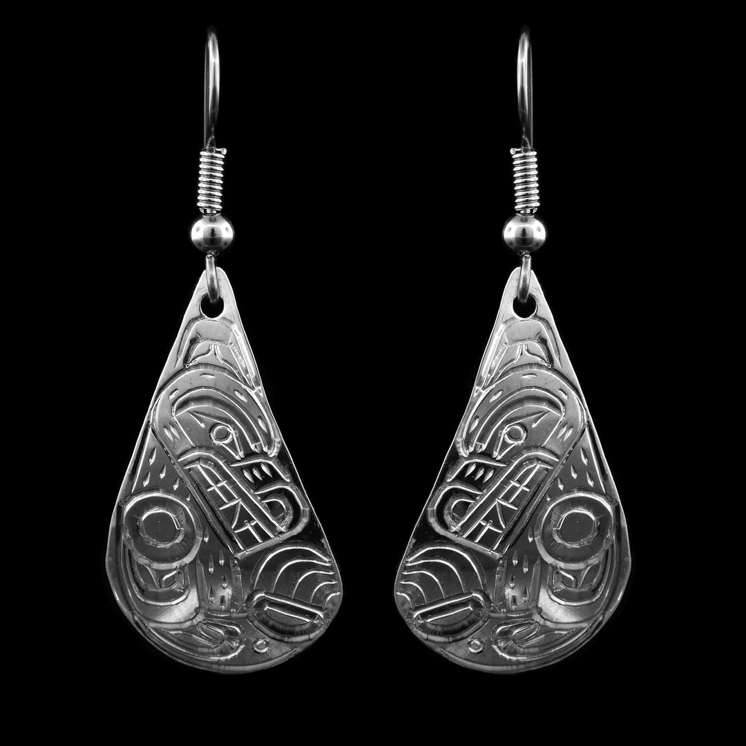 Teardrop Sterling Silver Bear Earrings