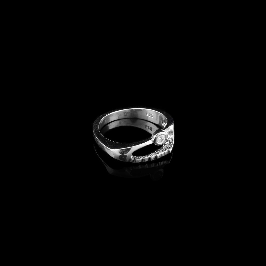 Textured Cut Out Ring with Cubic Zirconia