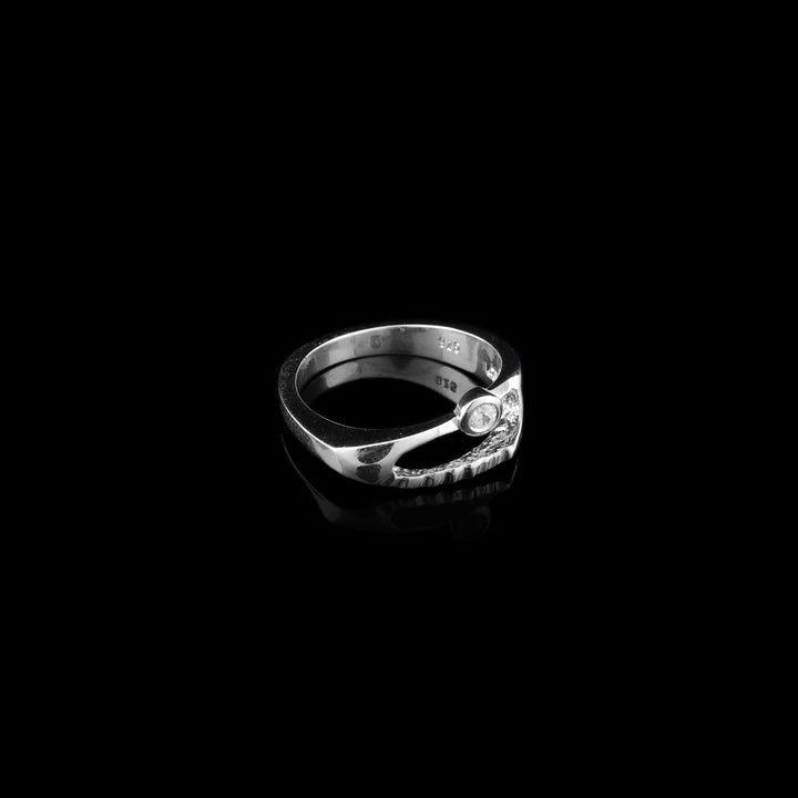 Textured Cut Out Ring with Cubic Zirconia