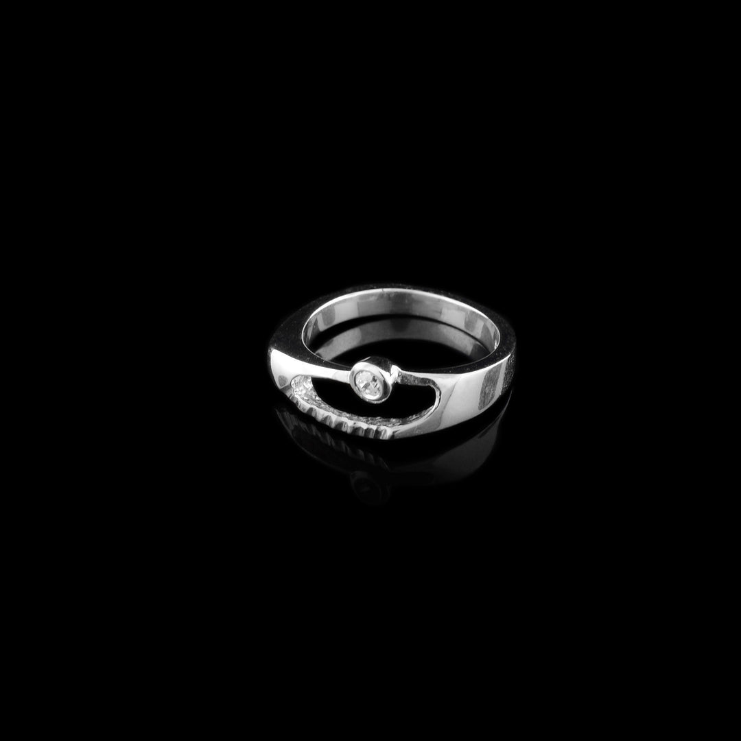 Textured Cut Out Ring with Cubic Zirconia