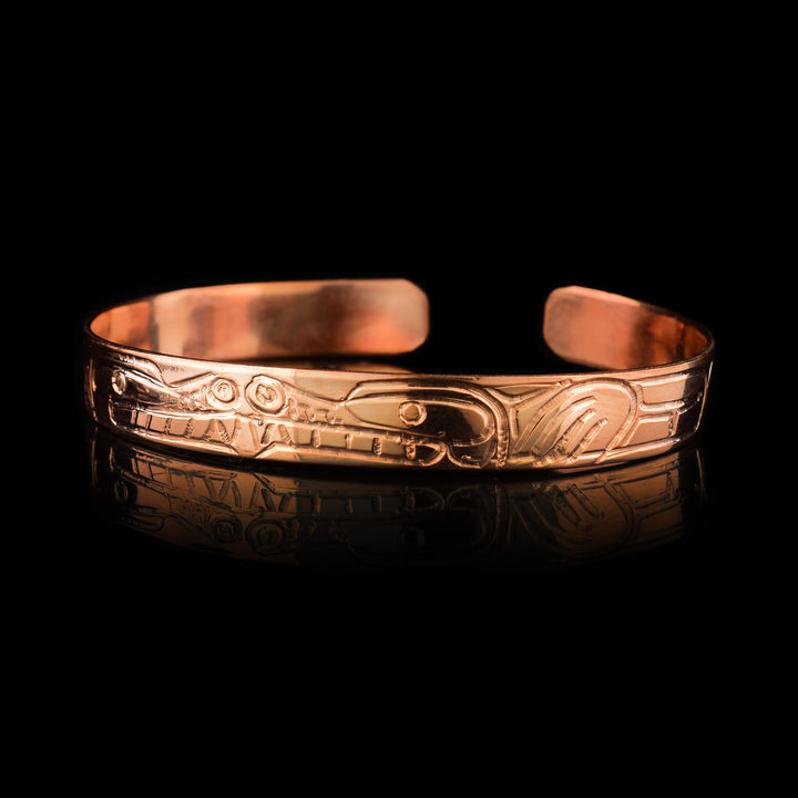 Thin 1/4" Copper Cuff Double Wolf