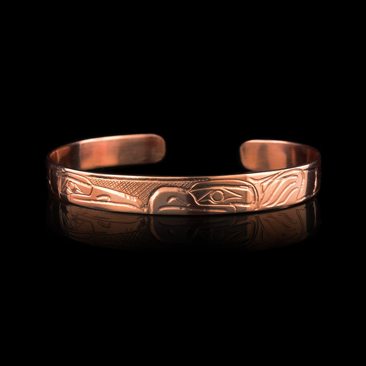 Thin 1/4" Copper Cuff with Eagle and Raven