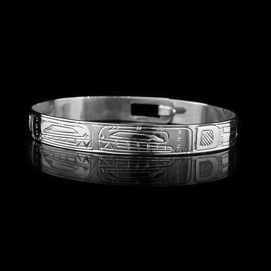 Thin Double Orca Silver Clasp Bracelet