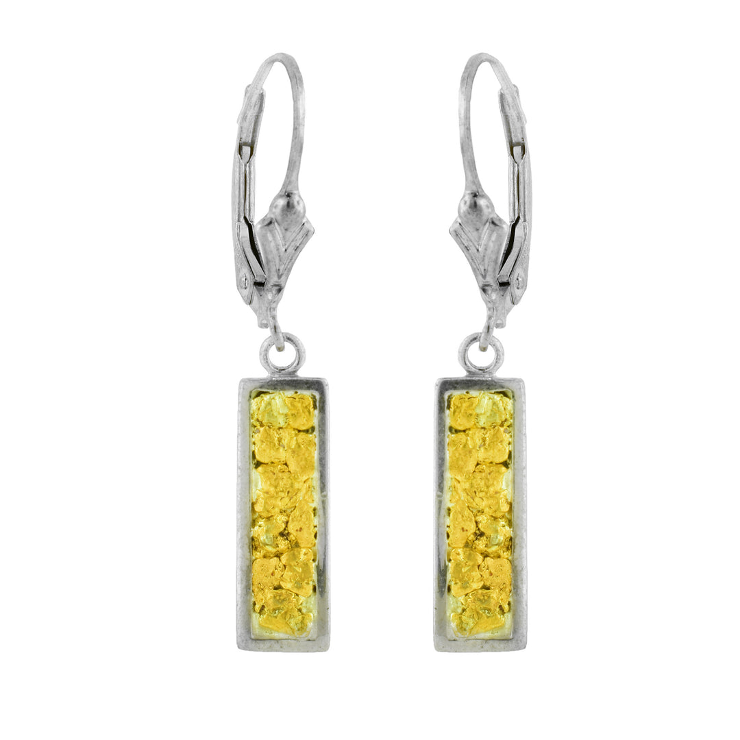Thin Rectangle 22K Gold Nugget Earrings
