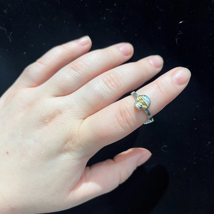 Small Silver and Gold Skull Ring - Artina's Jewellery
