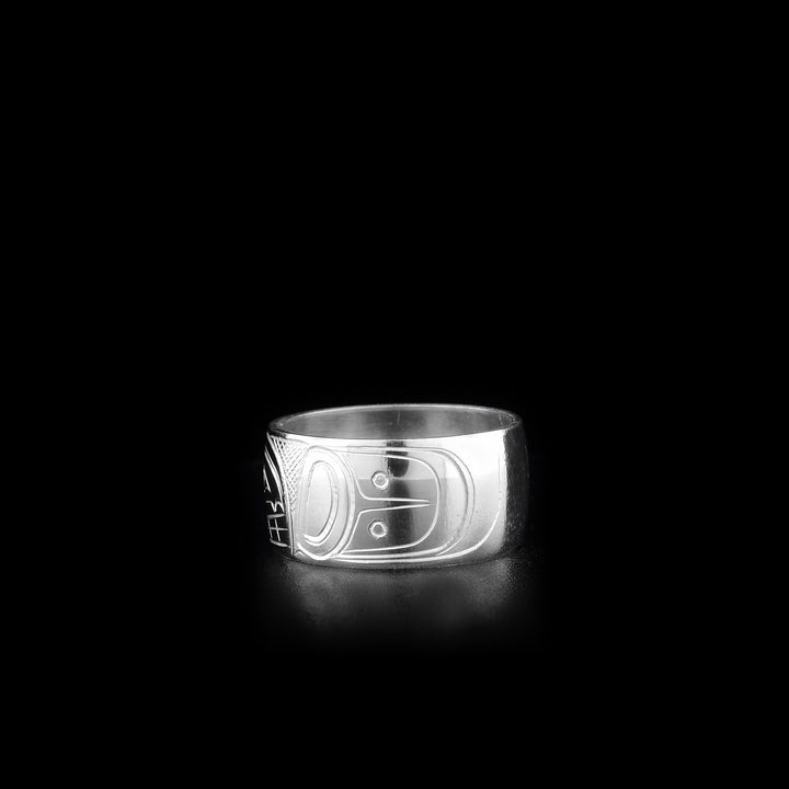 Heavy Gauge 3/8" Silver Orca Ring - Artina's Jewellery