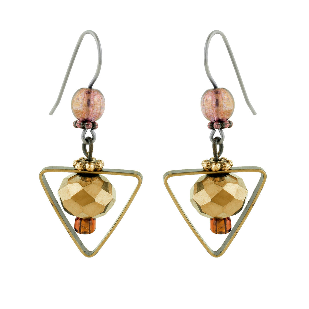 Triangle Brass Dangle Earrings