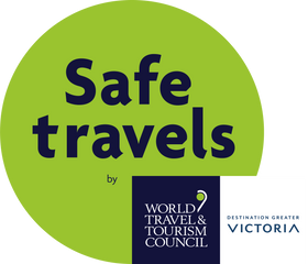 Safe travels sticker from the world travel & tourism council