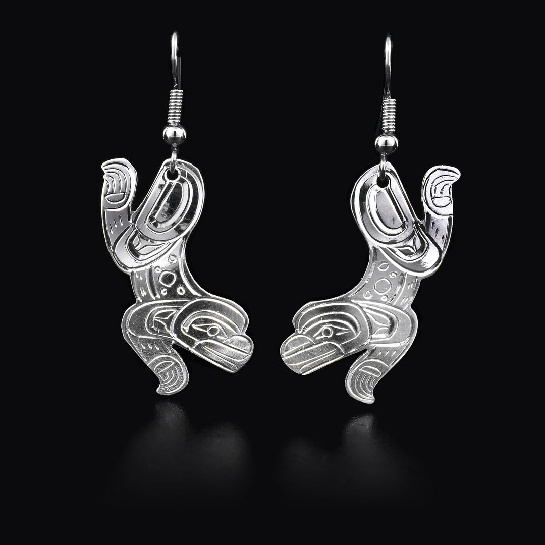 Silver Shaped Frog Earrings